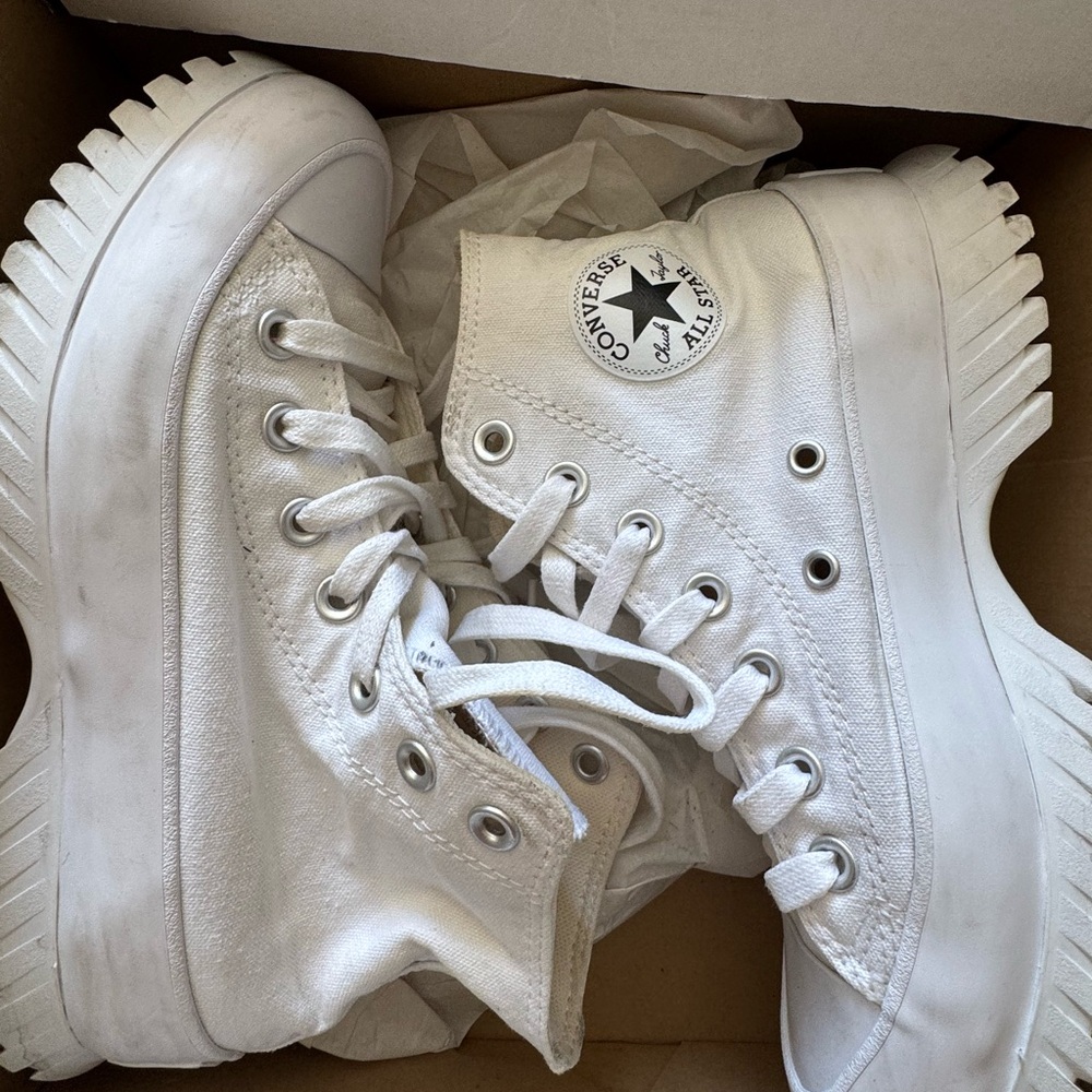 Converse All Star White High-Top Platforms